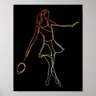 Female Badminton Player Sketch Shuttle Game For Gi Poster