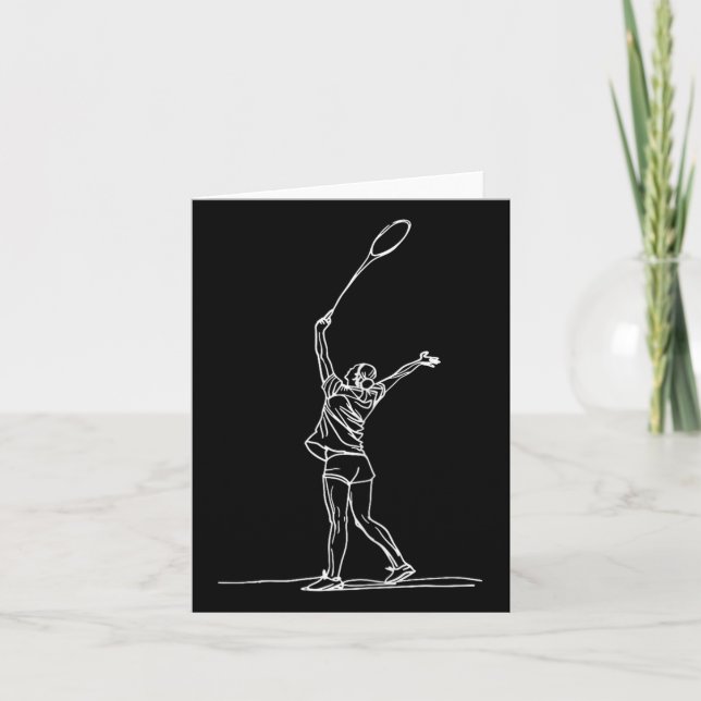 Female Badmintonist Sketch Shuttle  Card (Front)
