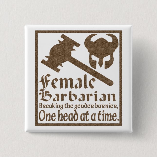 Female Barbarian 15 Cm Square Badge (Front)