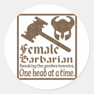 Female Barbarian Classic Round Sticker