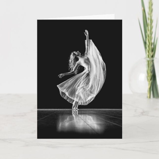 FEMALE BAREFOOTED BALLET DANCER - BLACK AND WHITE CARD (Front)