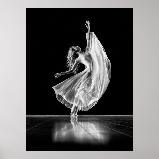 FEMALE BAREFOOTED BALLET DANCER - BLACK AND WHITE POSTER (Front)