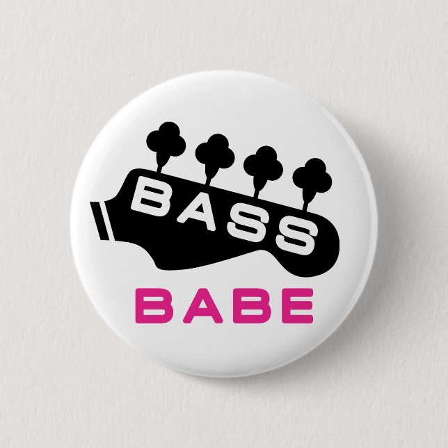 Female Bass Player 6 Cm Round Badge (Front)