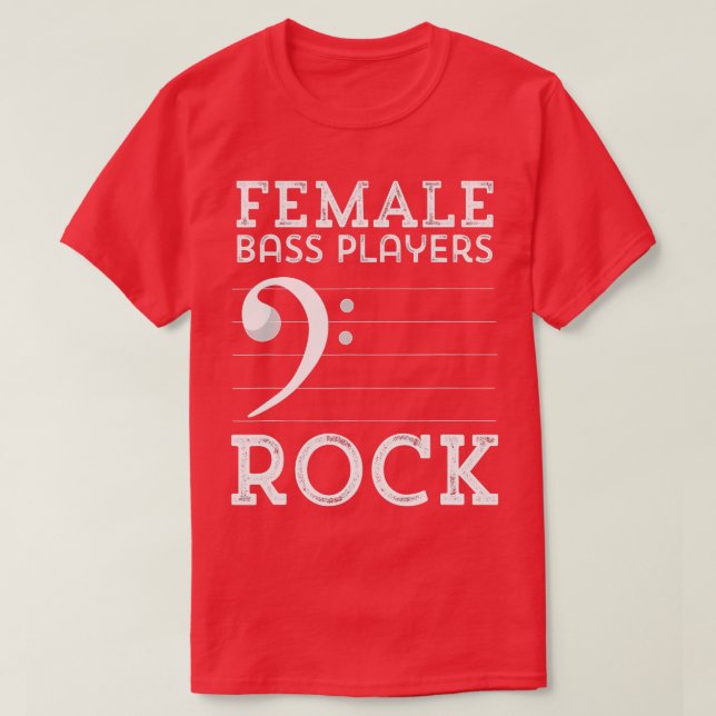 Female Bass Players Rock Double Bass Funny Music  T-Shirt (Design Front)
