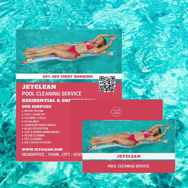 Female Bather Portrait, Swimming Pool Cleaner Business Card (Creator Uploaded)