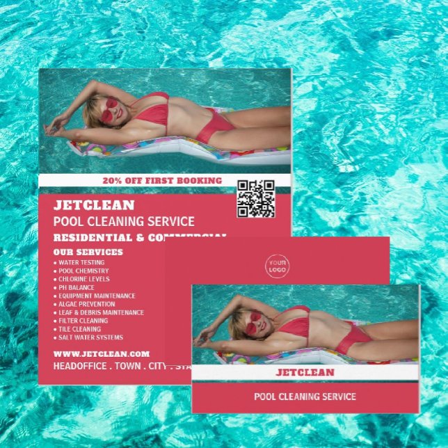 Female Bather Portrait, Swimming Pool Cleaner Business Card (Creator Uploaded)