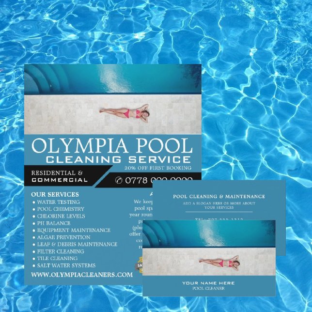 Female Bather, Swimming Pool Cleaner Business Card (Creator Uploaded)