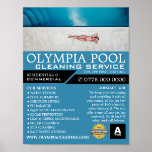 Female Bather, Swimming Pool Cleaning Advertising Poster