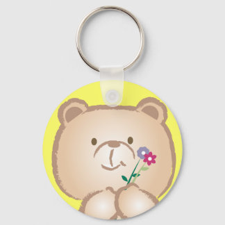 female bear bring flowers key ring