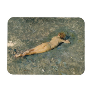Female Beauty Sunbathing on the Beach at Portici Magnet