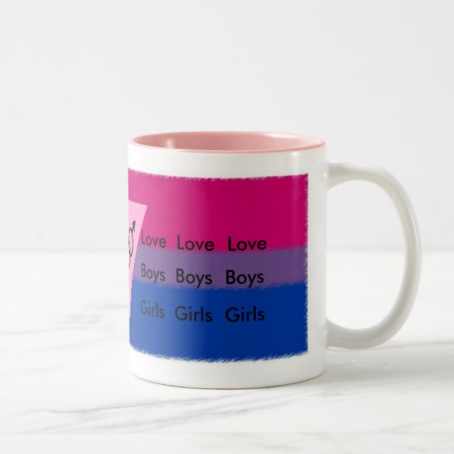 FEMALE BI FLAG PINK TRIANGLE Two-Tone COFFEE MUG (Right)