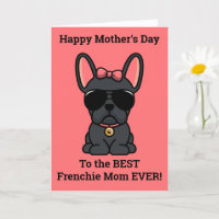 Female Black French Bulldog Mother's Day Card