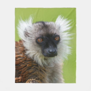Female Black Lemur in Detail Fleece Blanket