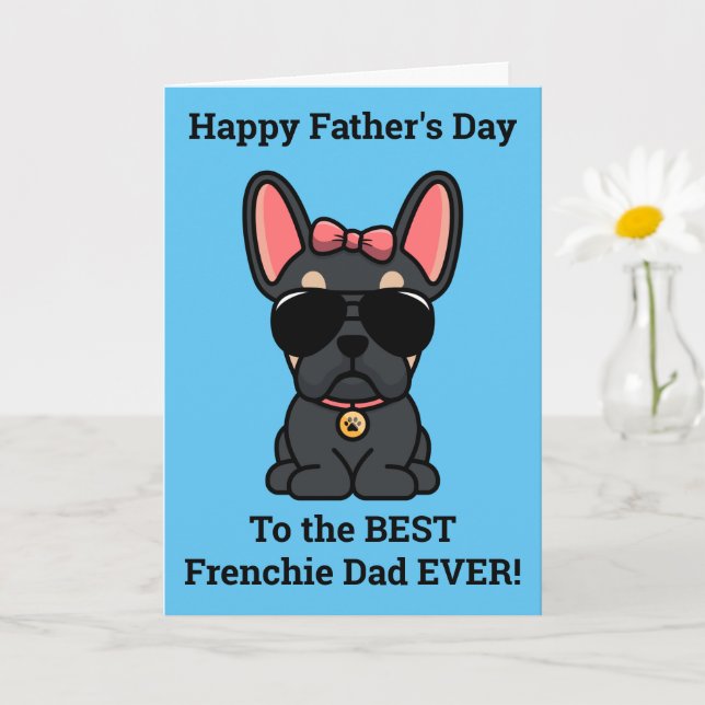 Female Black Tan French Bulldog Father's Day Card (Small Plant)