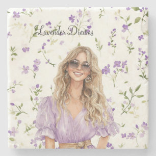 Female Blond Lavender Dress Dreams Floral Stone Coaster