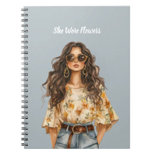 Female Blouse Jeans Flowers Notebook