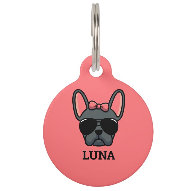 Female Blue French Bulldog Pet ID Tag (Front)