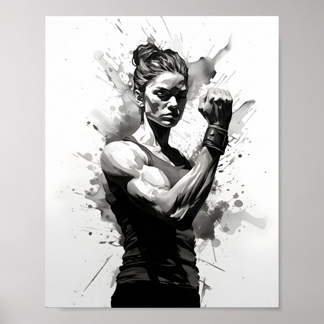 Female Bodybuilder Flexing Muscles Fitness Girl Poster (Front)