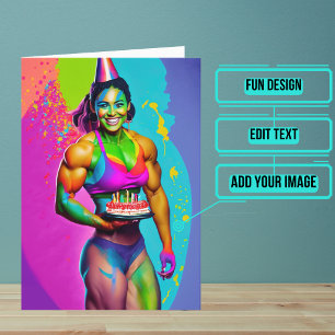 Female Bodybuilder Lesbian Birthday Card