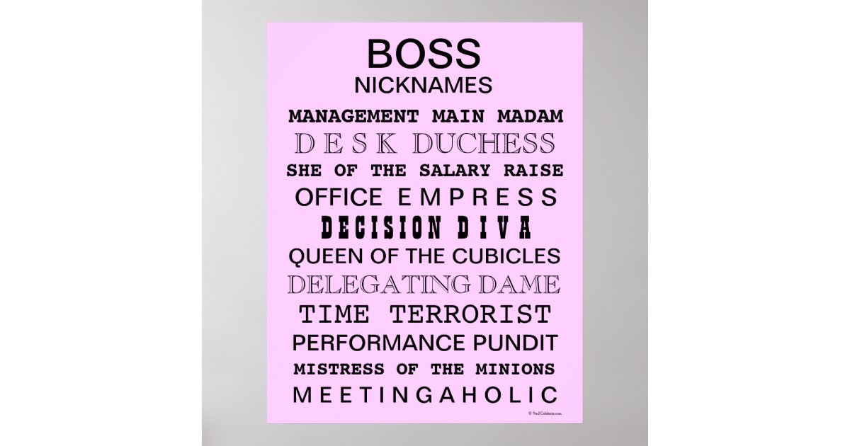 Female Boss Poster Funny Job Names And Titles Zazzle Com Au