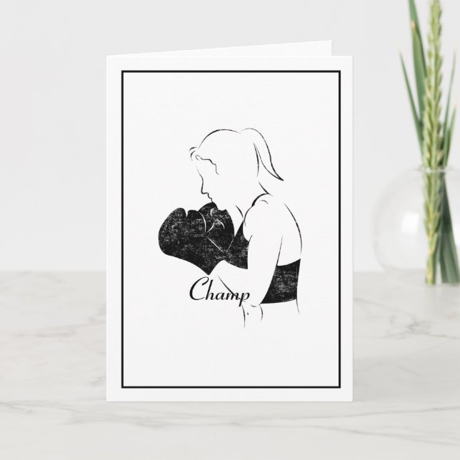 Female Boxer Champ Distressed Card (Front)
