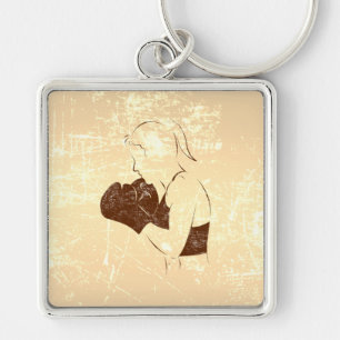 Female Boxer Distressed Look Key Ring