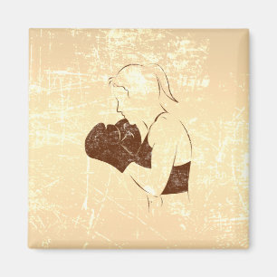 Female Boxer Distressed Look Magnet