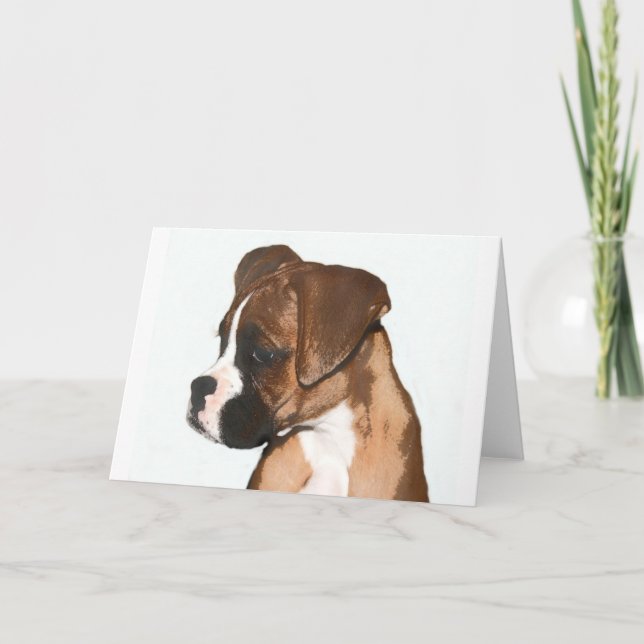 Female boxer pup greeting card (Front)