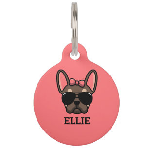 Female Brown Tan French Bulldog Pet ID Tag