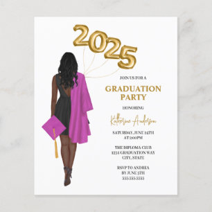 Female Budget Pink Graduation Party Invitation