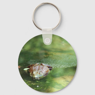 Female Bullfrog Laying Eggs Key Ring