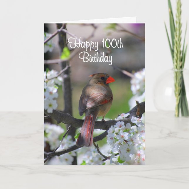 Female Cardinal 100th Birthday Card (Front)