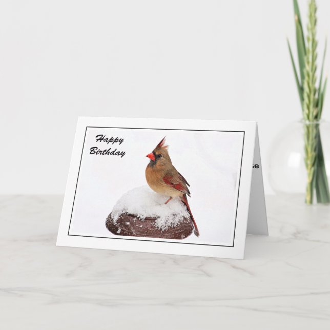 Female Cardinal Birthday Card (Front)