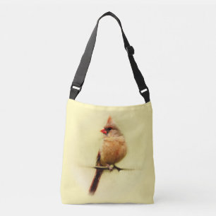 Female Cardinal Songbird Crossbody Bag