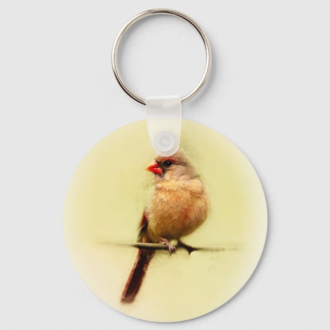 Female Cardinal Songbird Key Ring (Front)