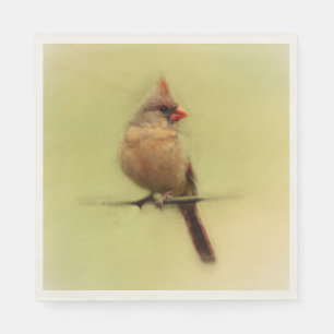 Female Cardinal Songbird Napkin