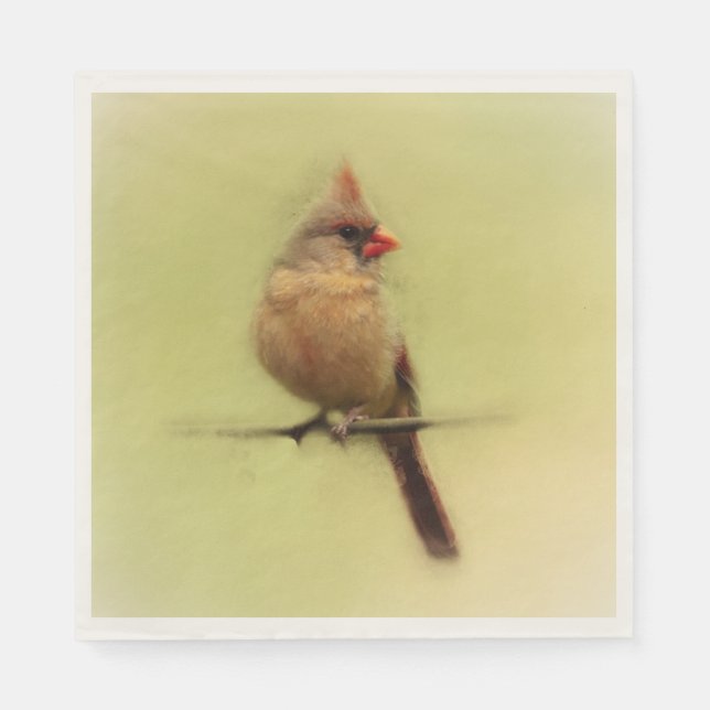 Female Cardinal Songbird Napkin (Front)