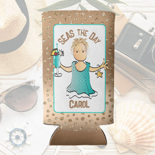 Female Cartoon Funny Saying Cute Fun Cruise Foam  Seltzer Can Cooler