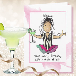 Female Cartoon Funny Saying Margarita Birthday Card