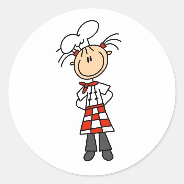 Female Chef Classic Round Sticker (Front)