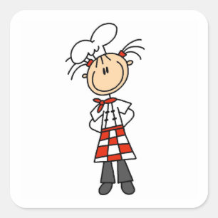 Female Chef Square Sticker