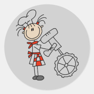Female Chef Using Mixer Classic Round Sticker