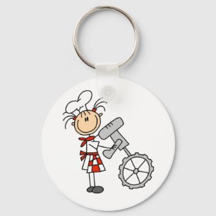 Female Chef Using Mixer Key Ring