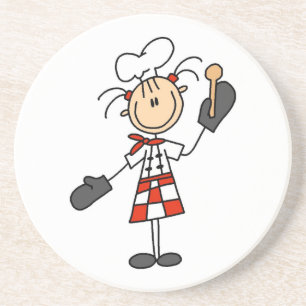 Female Chef With Mitts and Wooden Spoon Coaster