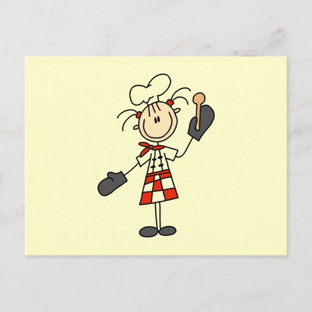 Female Chef With Mitts and Wooden Spoon Postcard (Front)