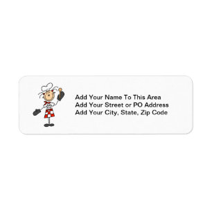 Female Chef With Mitts and Wooden Spoon Return Address Label