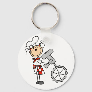 Female Chef with Mixer Tshirts and Gifts Key Ring