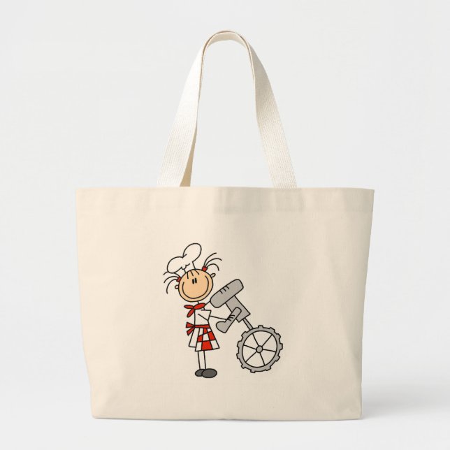 Female Chef with Mixer Tshirts and Gifts Large Tote Bag (Front)