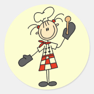 Female Chef with Oven Mitts Tshirts and Gifts Classic Round Sticker