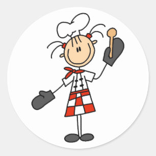 Female Chef with Oven Mitts Tshirts and Gifts Classic Round Sticker